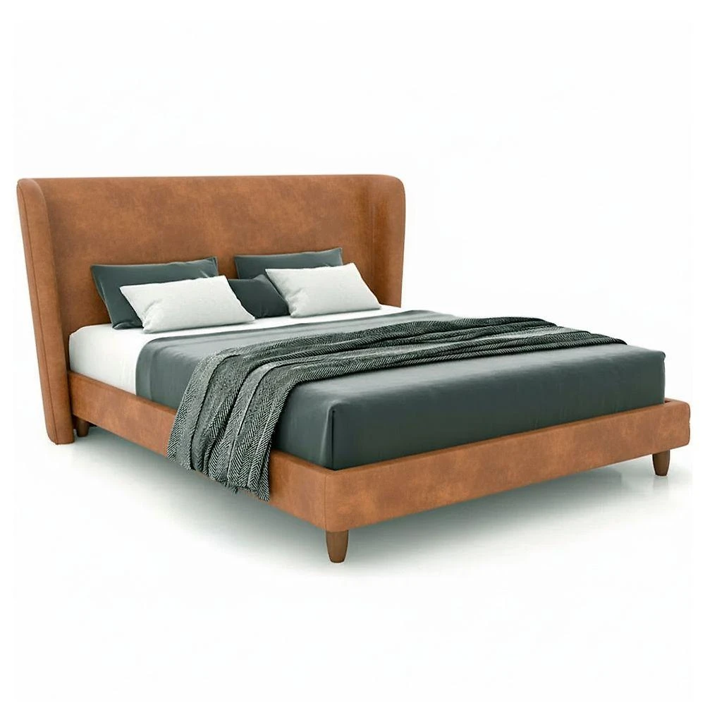 Cama Japonesa Queen Corea com Cabeceira Courino Caramelo Madeira de Eucalipto Sallar Home