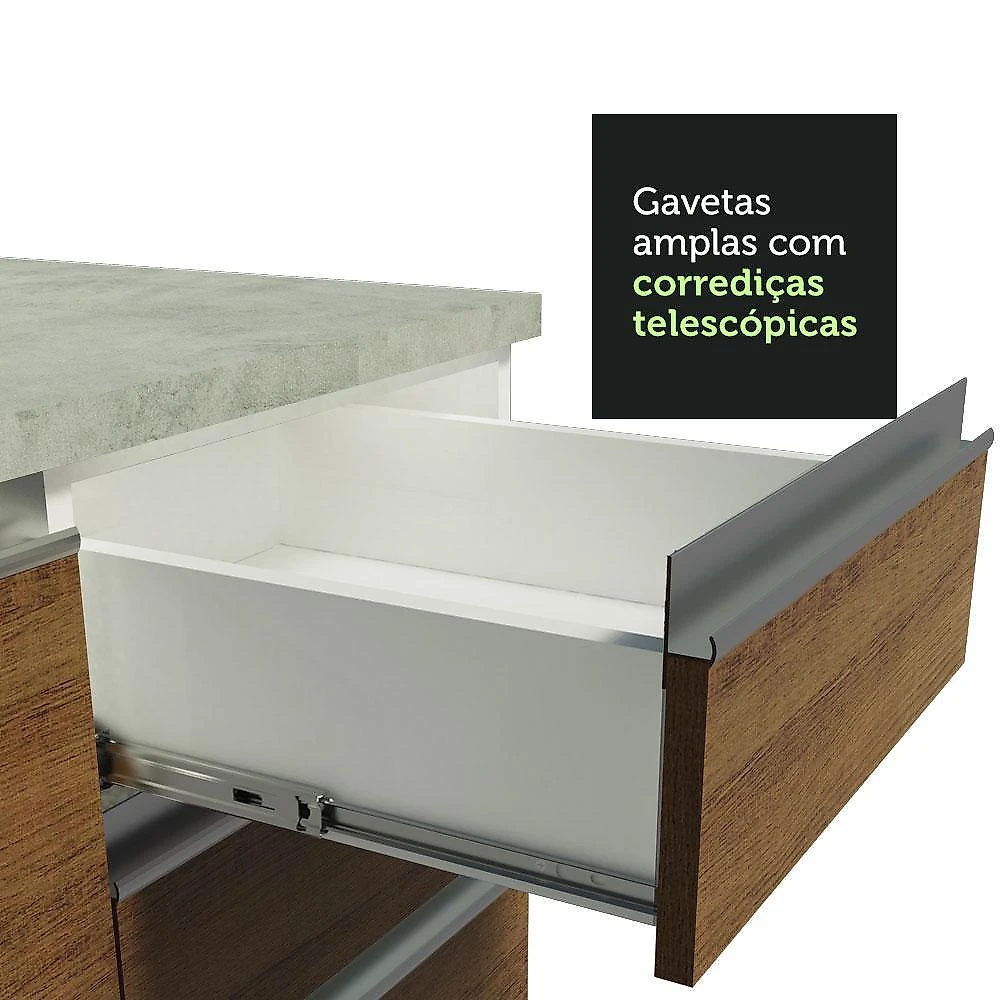 Armário de cozinha completa 240cm branco/rustic glamy madesa 07