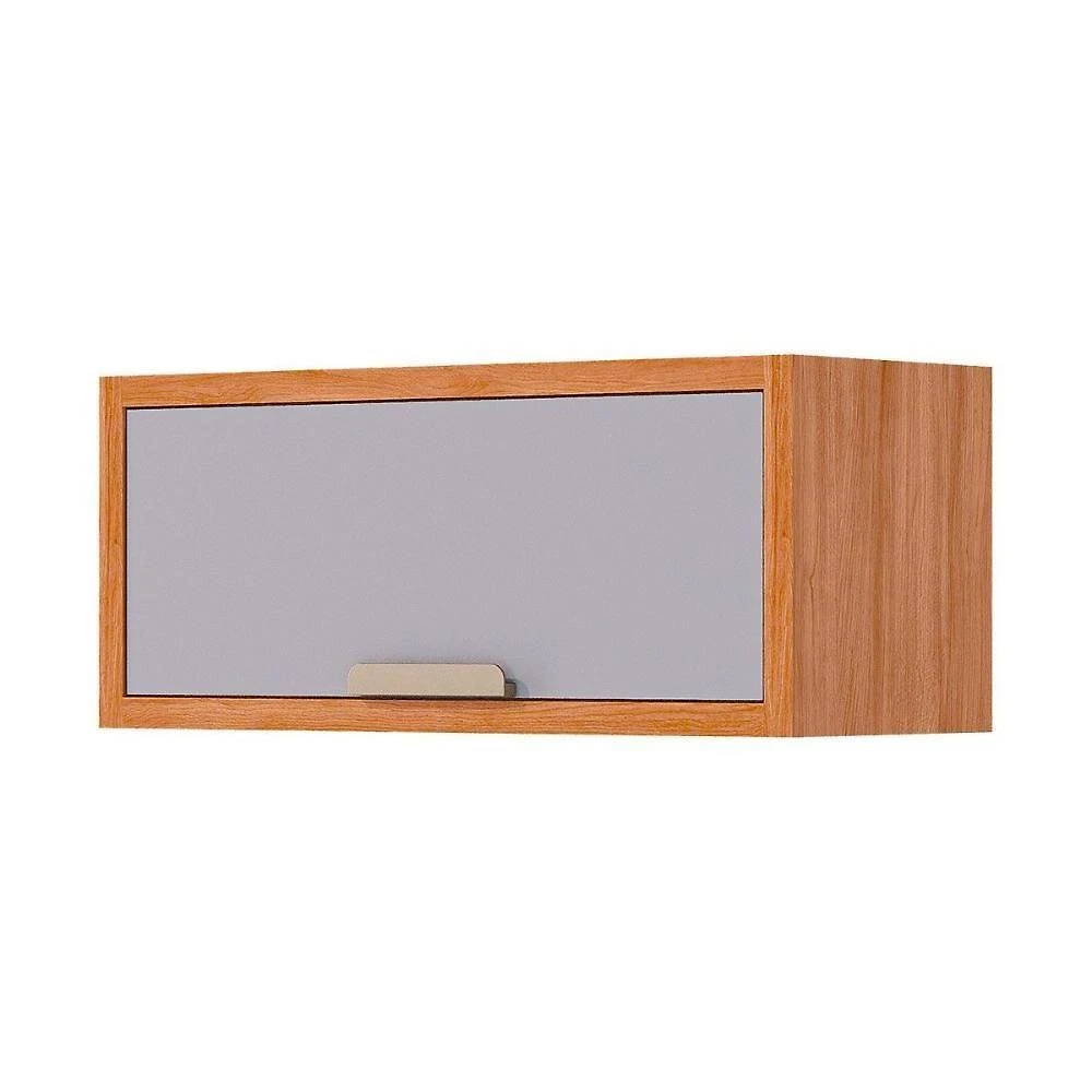 Armário Aéreo Cozinha Modulado Eloise Geladeira C- 1 Porta Basculante Riscada 80 Cm Cinamomo-platina - Mgm