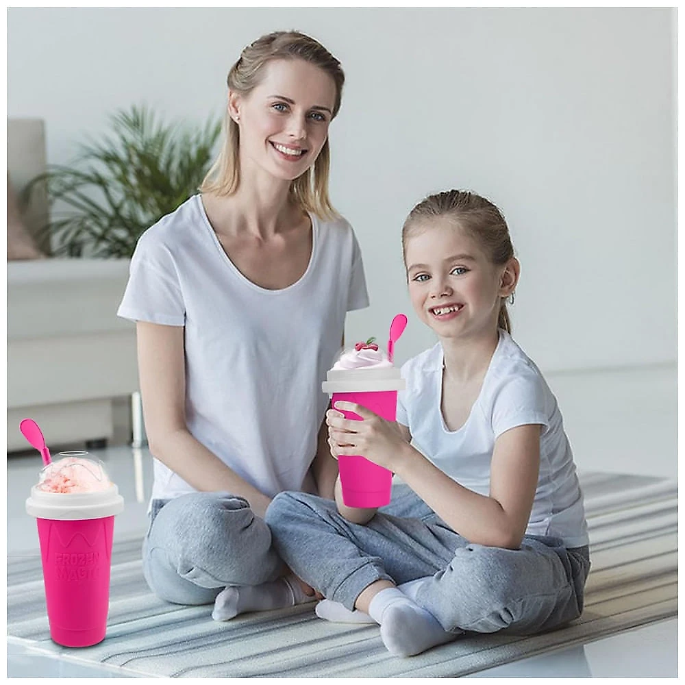 Jairuty Kit 2 Copos para Slushie 350ml - Faça Sorvete e Milk Shake Rápido e Fácil - Copo Mágico Reutilizável Azul e Rosa
