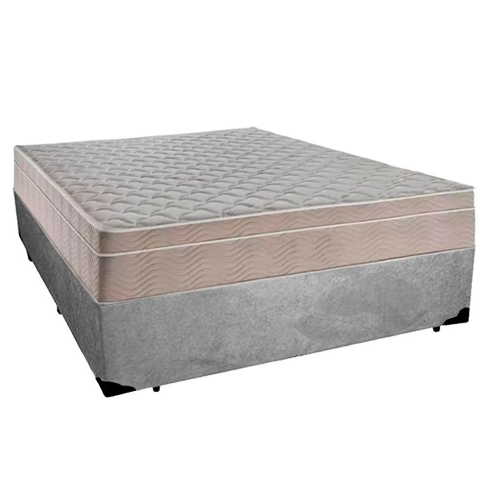 Cama Box Casal Suede + Colchão Sereneprime Molas Ensacadas 138x188x65 Cinza