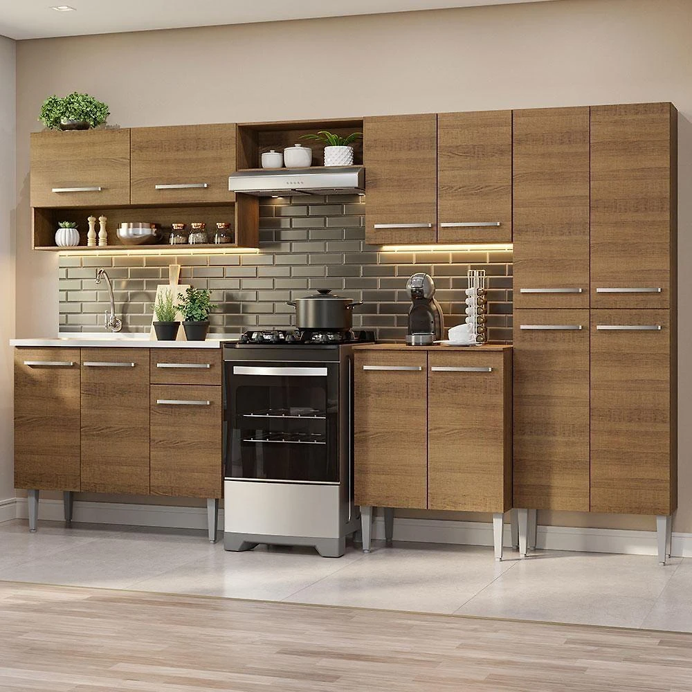 Armário De Cozinha Completa 293cm Com Pia Rustic Emilly Madesa 09 Rustic