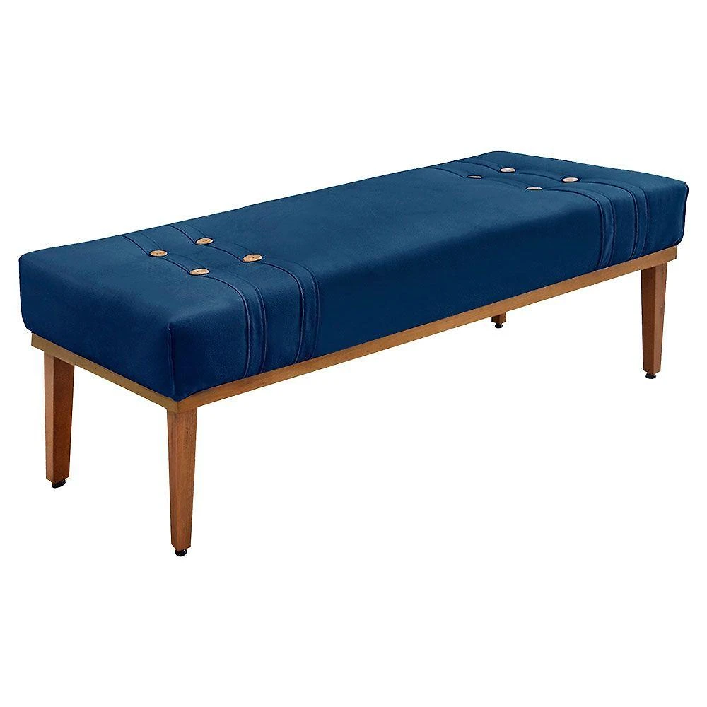 Calçadeira Recamier Solteiro 0,90m Gênova Suede Azul Marinho