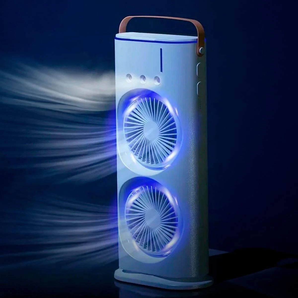Ventilador Torre Usb Potente Duplo Led Umidificador