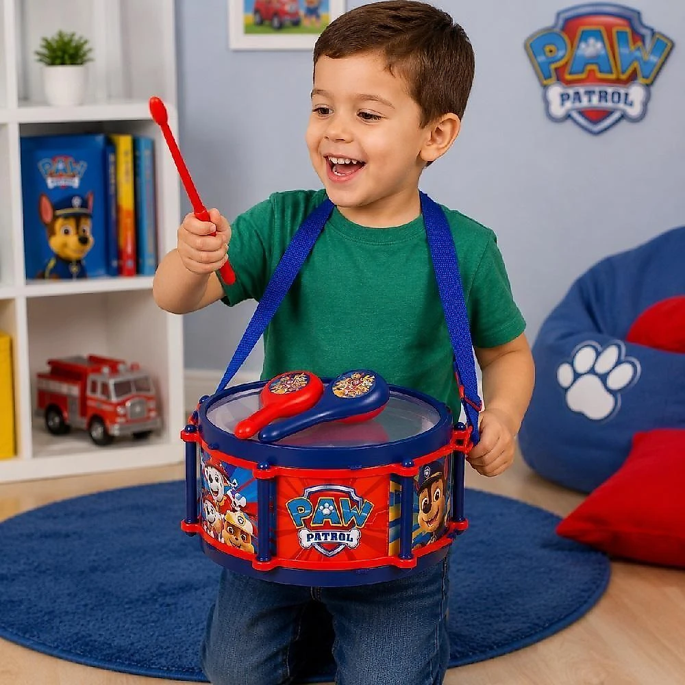 Conjunto Bumbo Musical Infantil Patrulha Canina Kit Completo 10 Peças Instrumentos Estilo Profissio