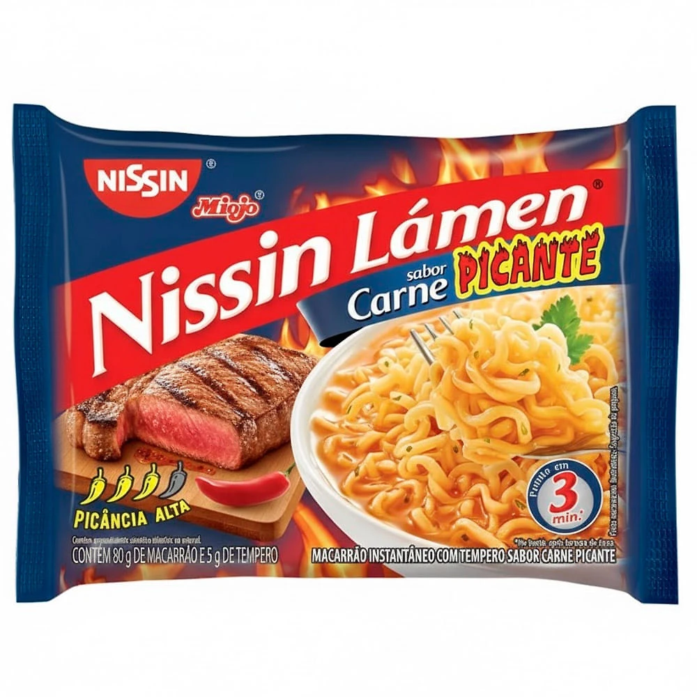 Macarrão Instantâneo Nissin Lámen Sabor  Carne Picante 80g