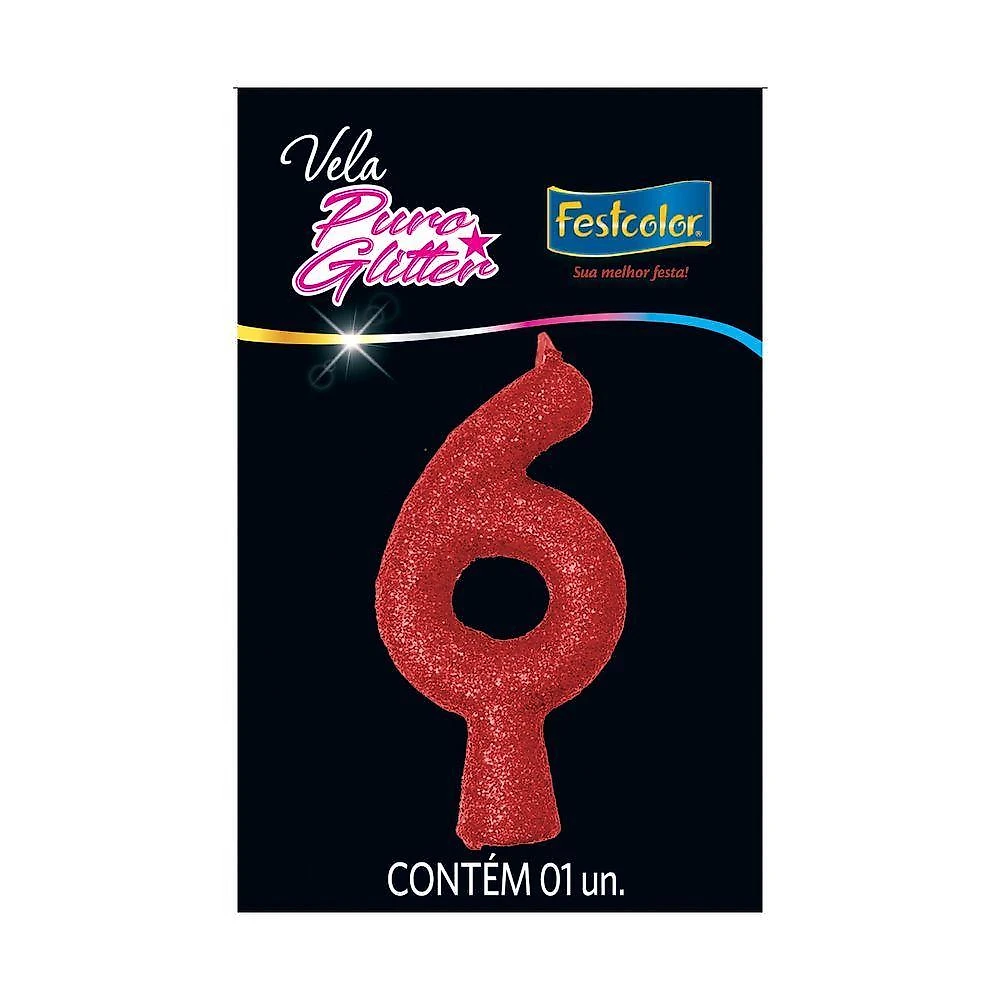 Vela De Aniversário Puro Glitter Vermelha Modelo ?