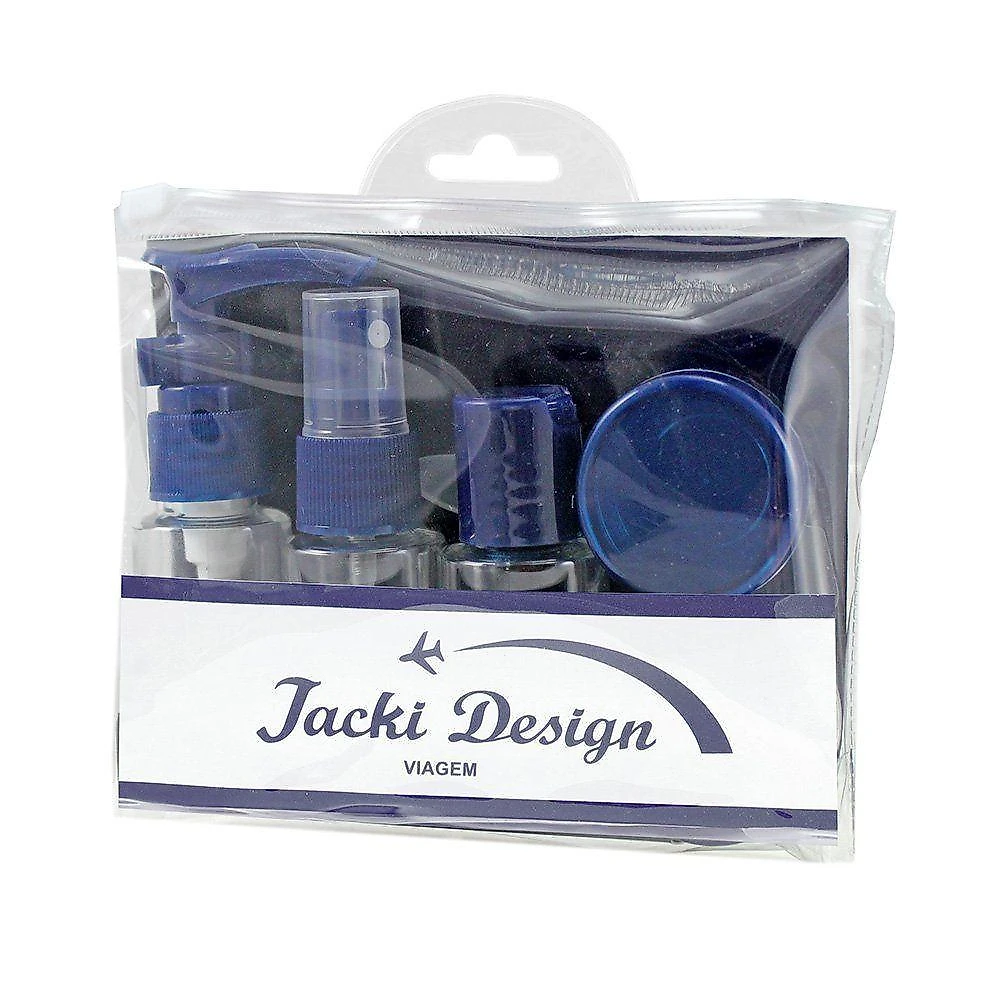 2 Kit De Frascos P/ Viagem De 7 Peças - Jacki Design Preto / Azul