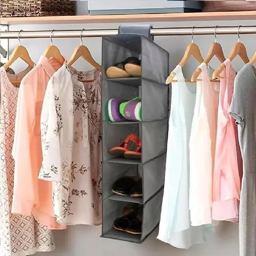 Prateleira Vertical De Porta Sapateira Organizador Guarda Roupa Closet Armario Multiuso 5 Divisorias Sapatos Lencol Toal