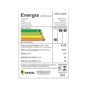 Ventilador de Coluna 40cm Mondial Super Power VSP40C 6 Pás 3 Velocidades Preto/Prata 110V