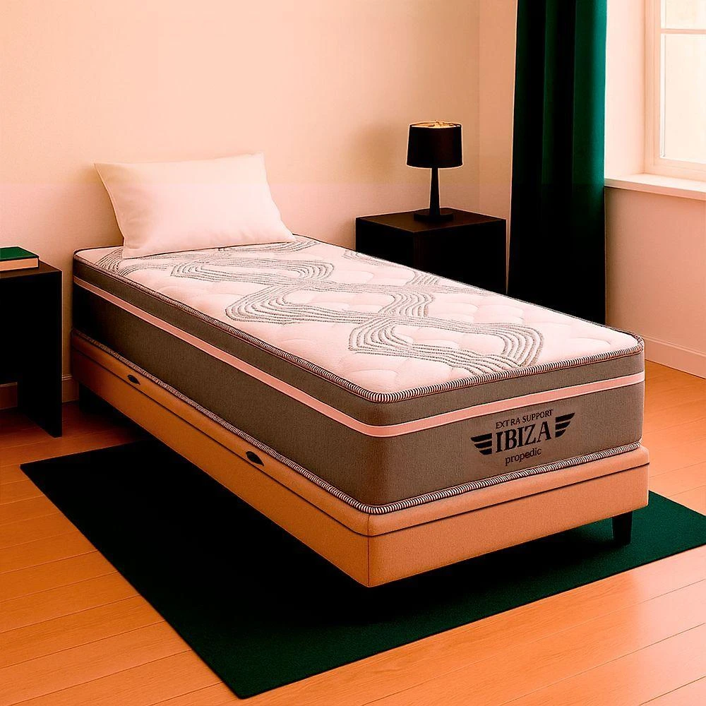 Cama Box Baú Solteirão Bege E Colchão Ibiza Molas Vstore