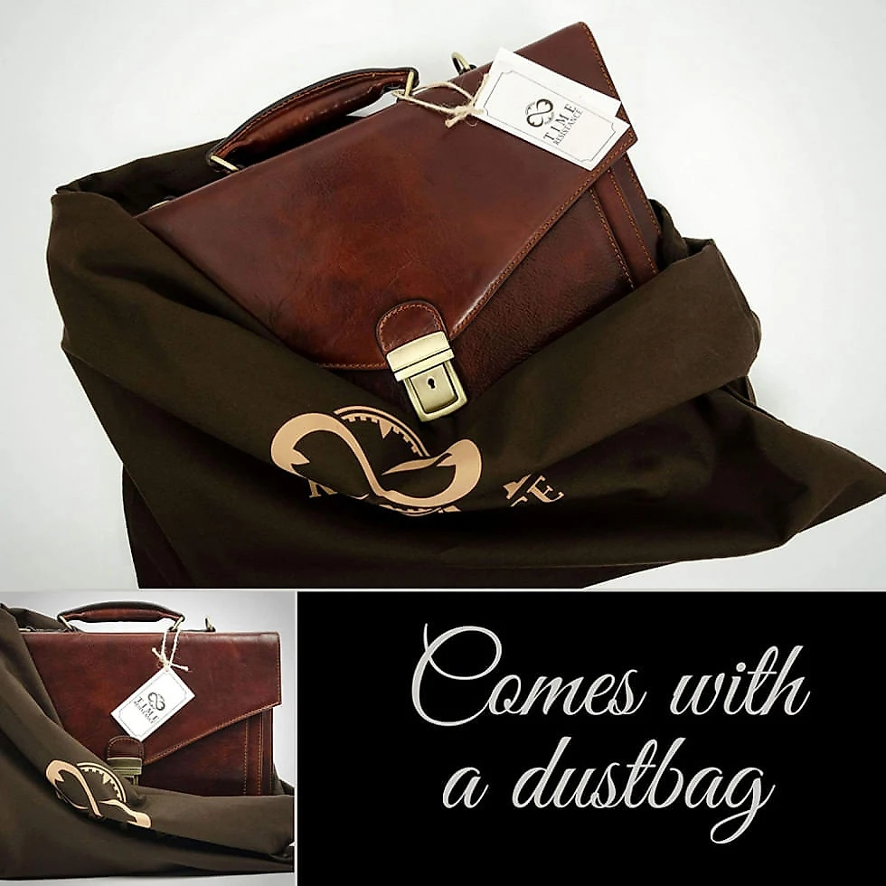 Bolsa Maleta Time Resistance de Couro Masculina para Laptop , Marrom