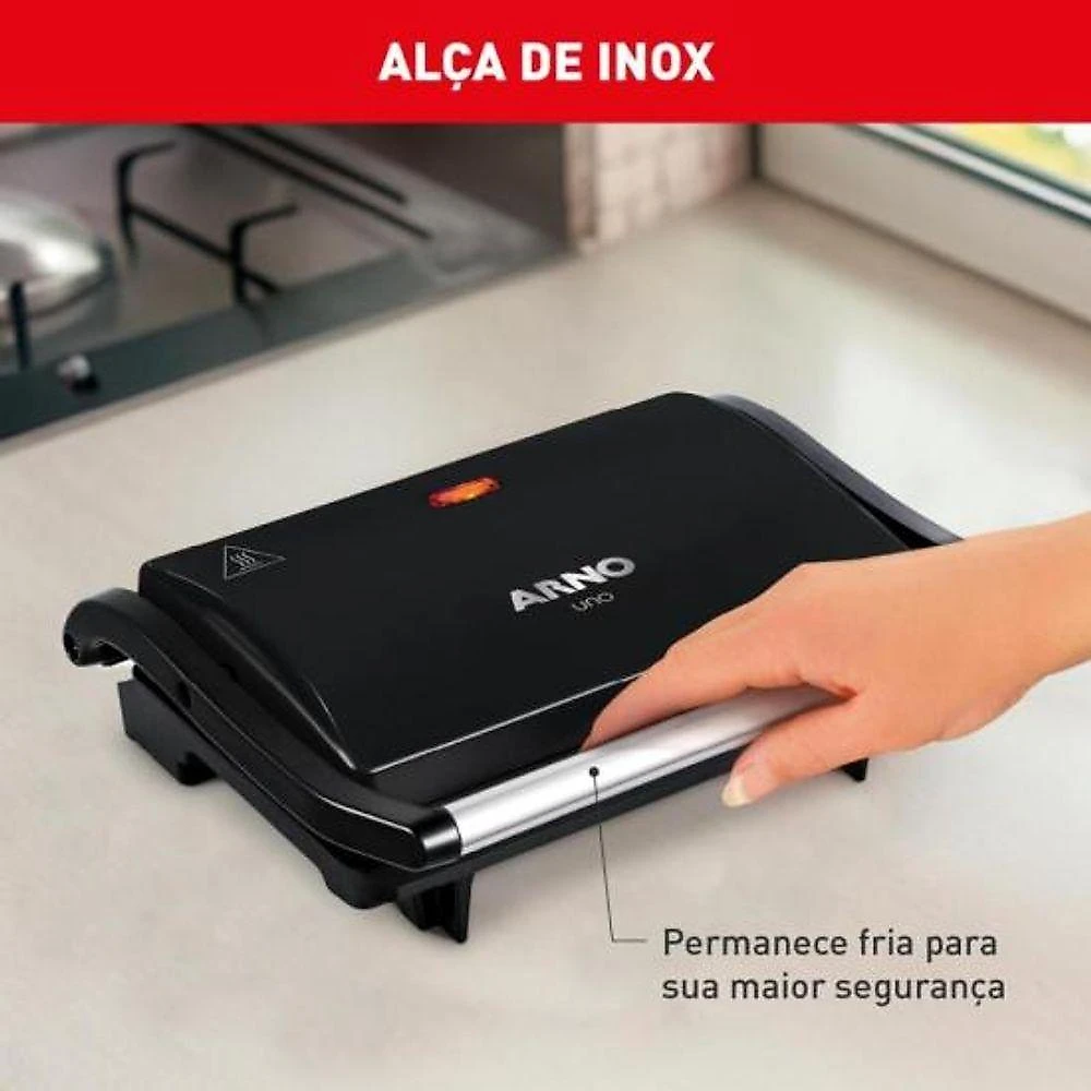 Grill Compact GPTO com Placa Antiaderente para Preparos Rápidos 850W Preto 110V