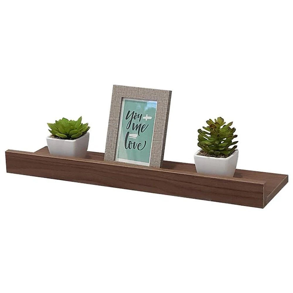 Prateleira Porta Quadros 70X15CM MDP Suporte Invisível Moderno Sala Marrom Mercado das Prateleiras webcontinental-7899983639818