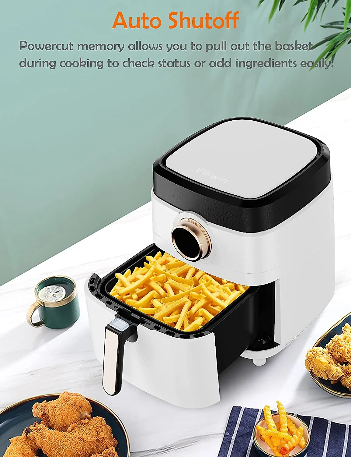 ALLcool Fritadeira Elétrica Air Fryer 8 em 1 Capacidade 58L com Painel Digital 1700W110V Branca