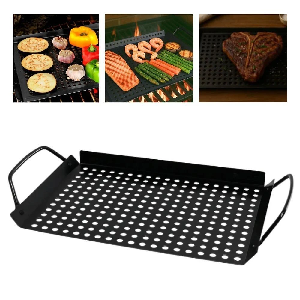 Bandeja Grill para Churrasqueira em Aço Inox para Carnes Legumes e Peixes Preto Utibom