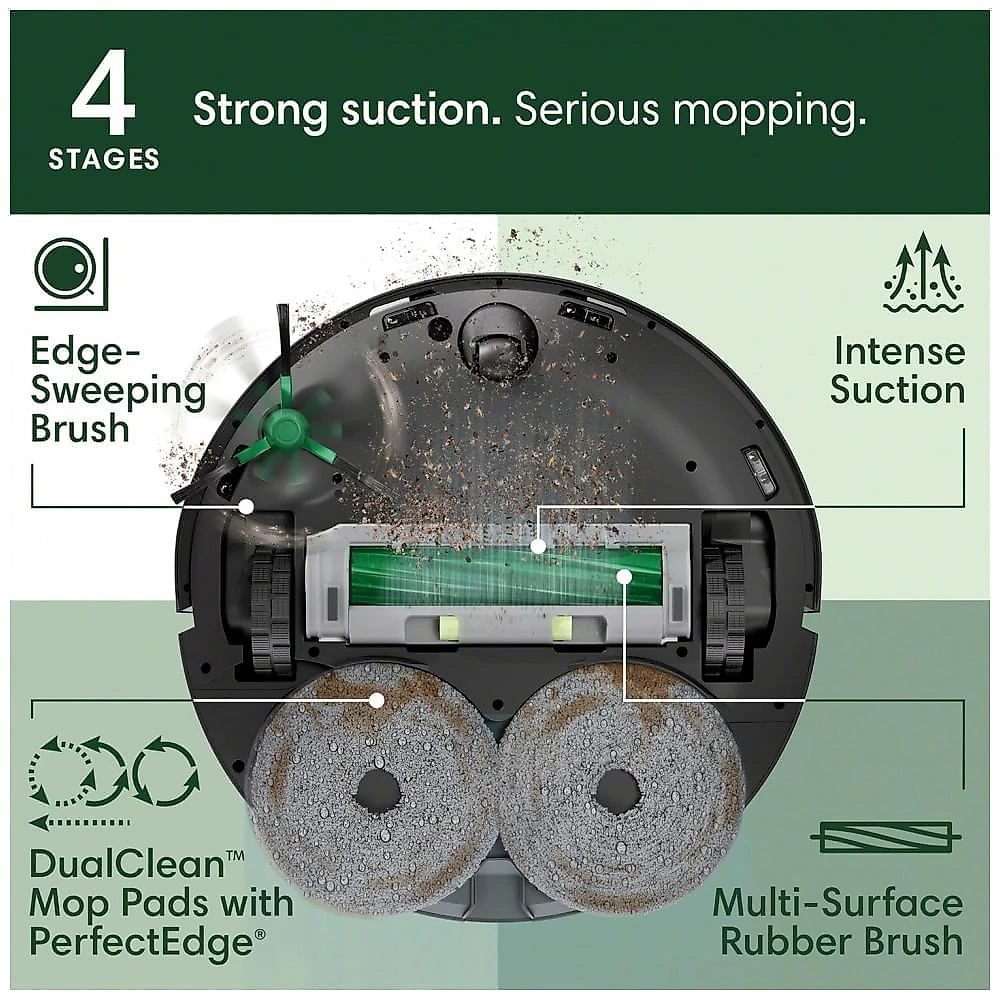 Robô Aspirador e Mop iRobot Roomba 505 Combo Preto com Base AutoWash LiDAR PrecisionVision AI 120V