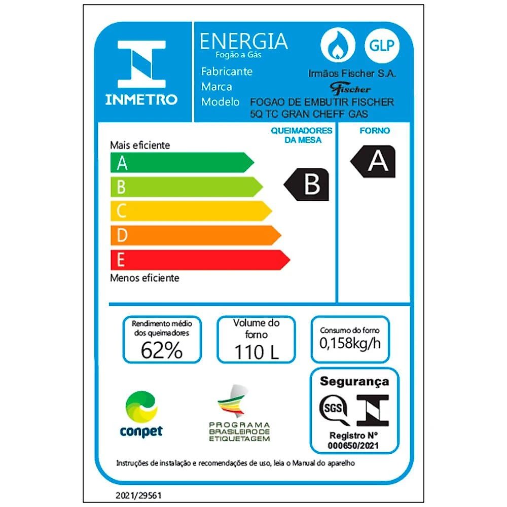 Fogão de Embutir 5 Bocas Fischer Gran Cheff Tripla Chama com Grill Mesa de Vidro Prata - 110V