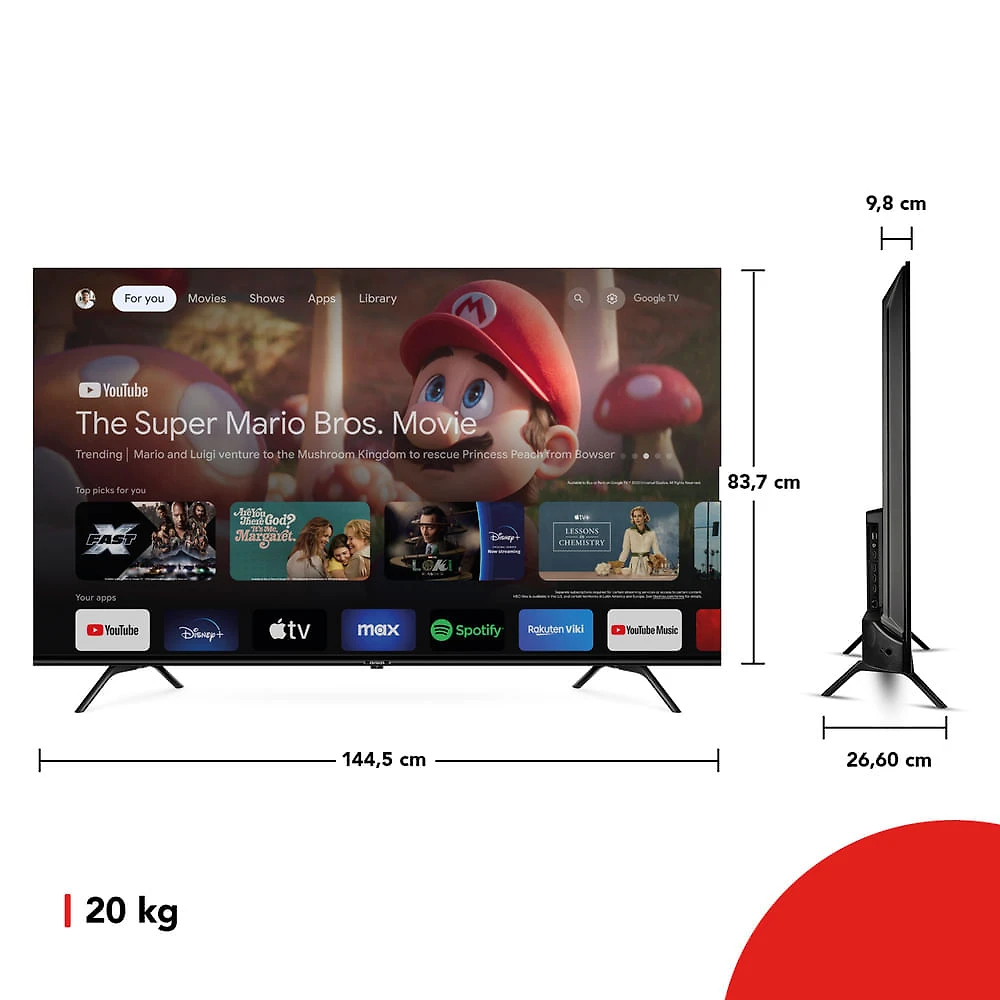 Smart TV AIWA 65” GOOGLE TV 4K Comando de voz Dolby Vision&Atmos AWS-TV-65-BL-01-G TV 65 GOOGLE INF AWS-TV-65-BL-01-G