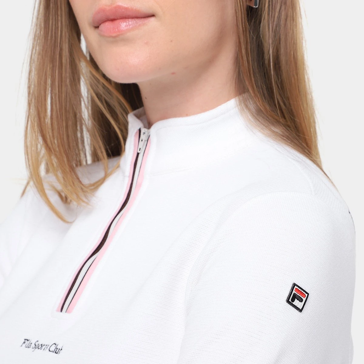 Miniatura Camiseta Manga Longa Fila Sport Club Feminina Off White+Azul - G