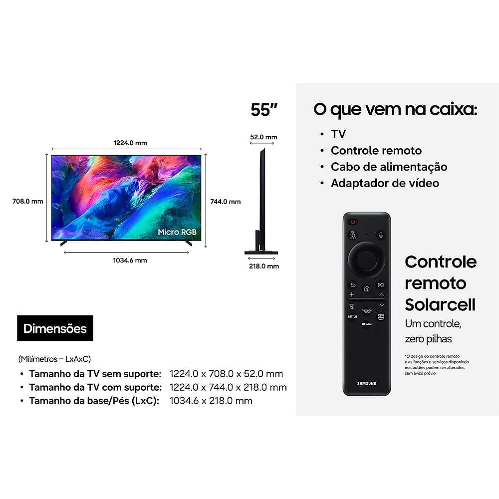 Smart TV Samsung Vision AI Micro RGB 4K 55" Polegadas R85H 2026 Bivolt