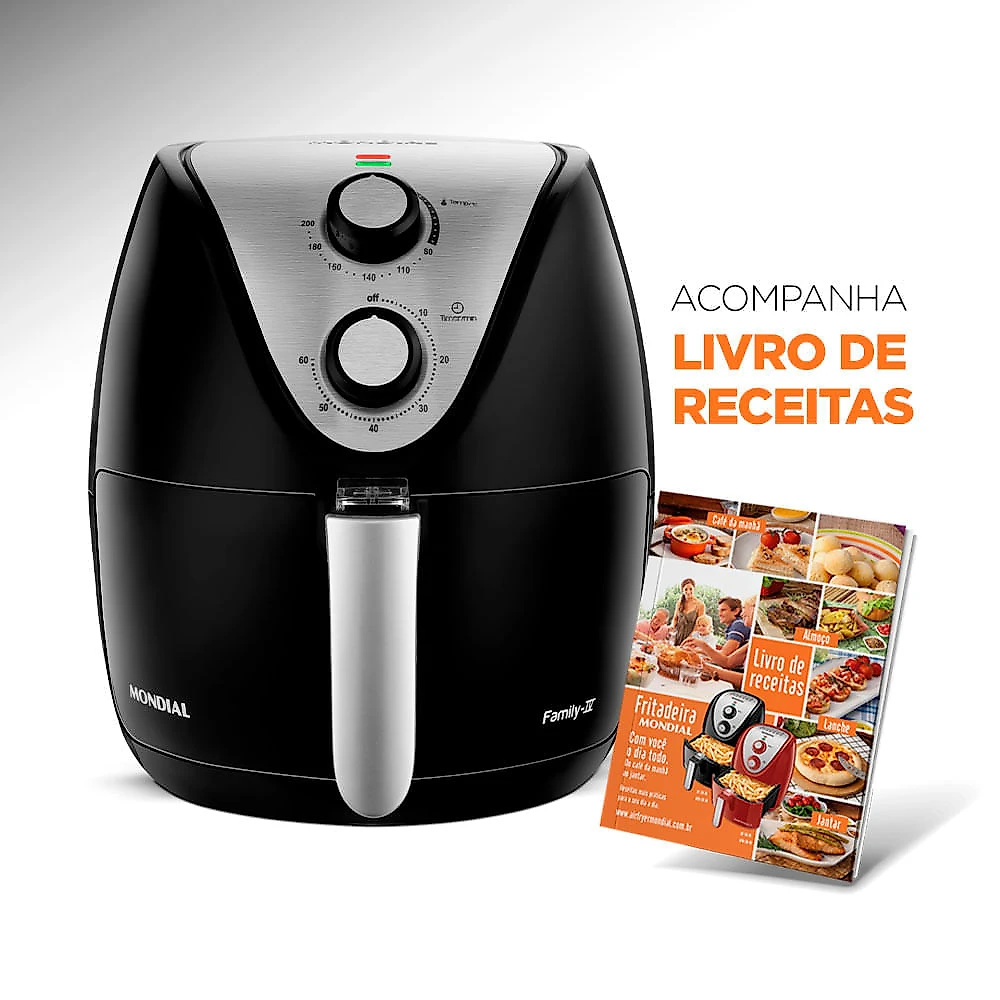 Fritadeira Elétrica Air Fryer Mondial Family AF-30 3,5L Preta - 220V