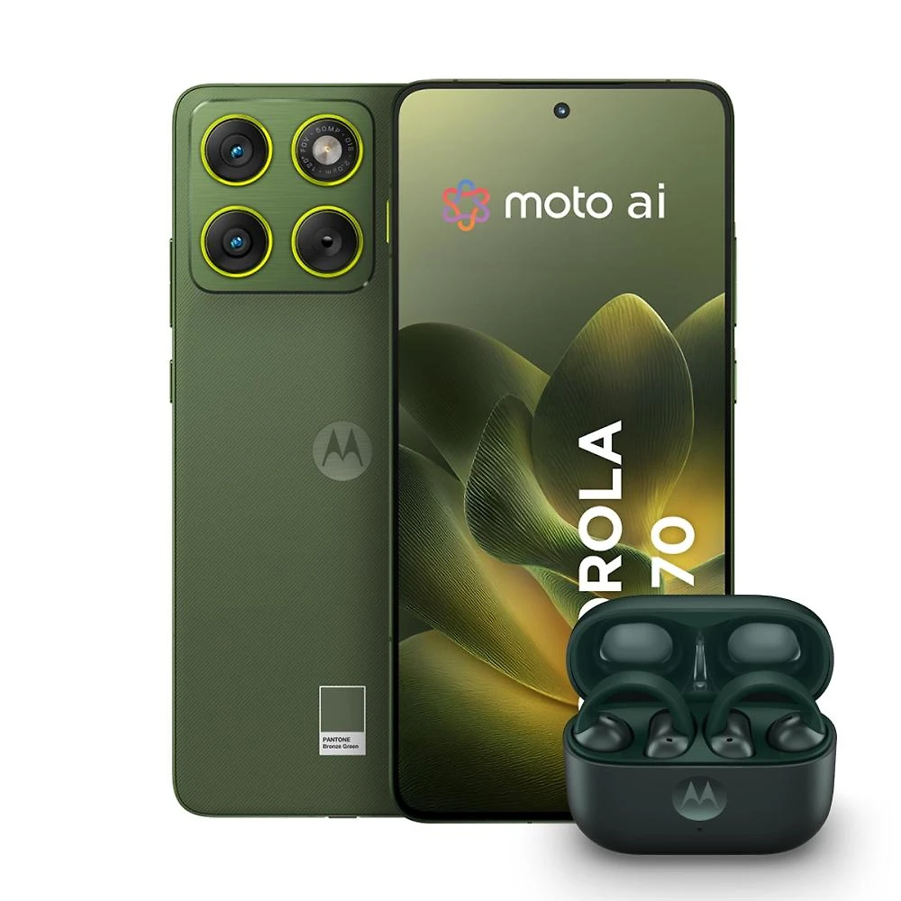 Smartphone motorola edge 70 256gb 5g verde + fone moto buds loop bluetooth verde
