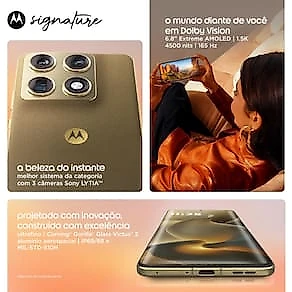 Smartphone Motorola Signature 6.8” 512GB 5G Preto + Smartwatch Moto Watch XT2547 Com GPS Polar Preto