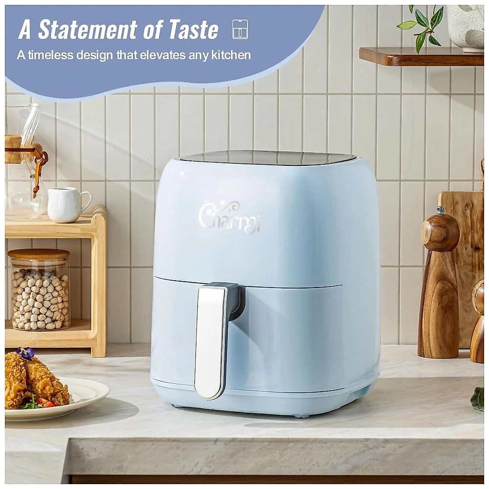 Charmi AirMaster 4,5L Fritadeira Elétrica Digital Touch Retro Azul Pastel, 8 Programas, 1400W