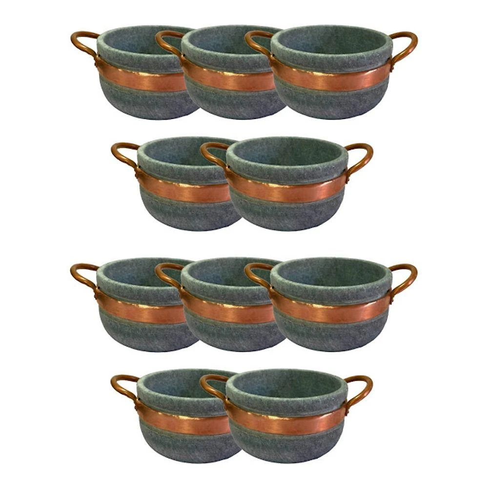 Kit 10 Cumbucas Pedra Sabão Alça de Cobre 500ML Sopa Industria São Jose