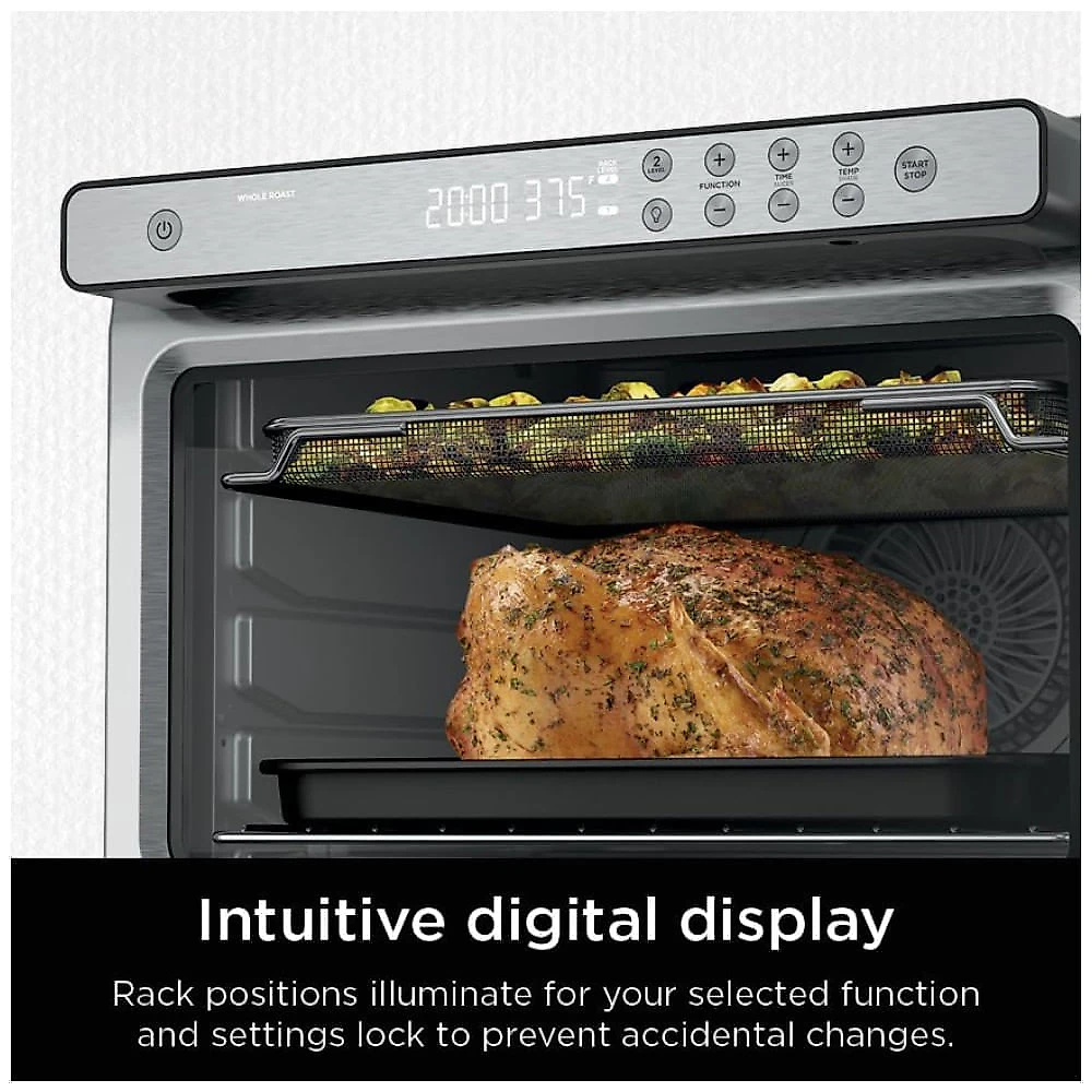 Forno Elétrico de Bancada Digital 10 em 1 com Função Air Fryer, Aço Inoxidável, 110V 1800W, Ninja Prestige Smart XL DT501 110v