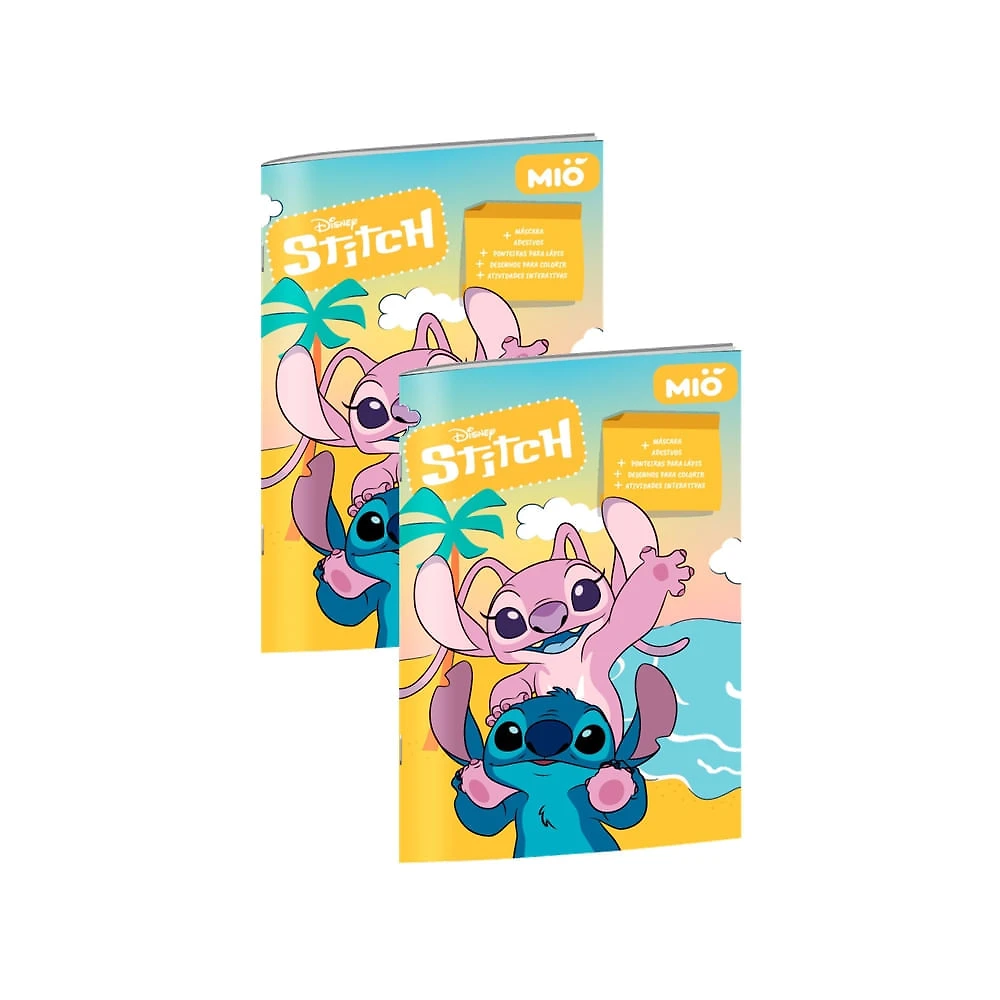 Kit 2 Livro Mió Disney Stitch com Máscara Angel e Adesivos Sortidos 1 Unidade