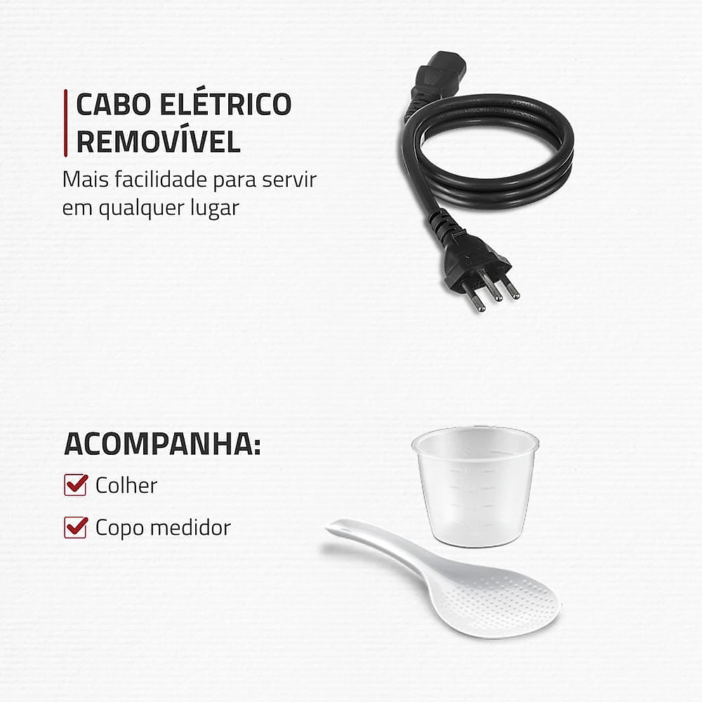 Panela de Pressão Elétrica Digital 6L, Mondial, Vermelho/Inox - PE-60-6L-RI PAN ELET.PRESS. PE-60-6L-RI 127V/60HZ
