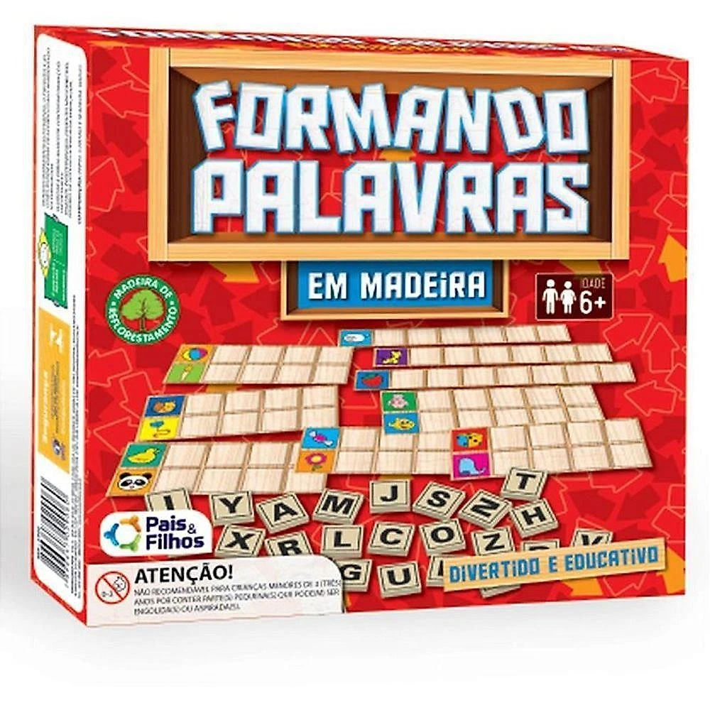 Brinquedo Pedagógico Madeira Formando Palavras 112 Letras Pais & Filhos