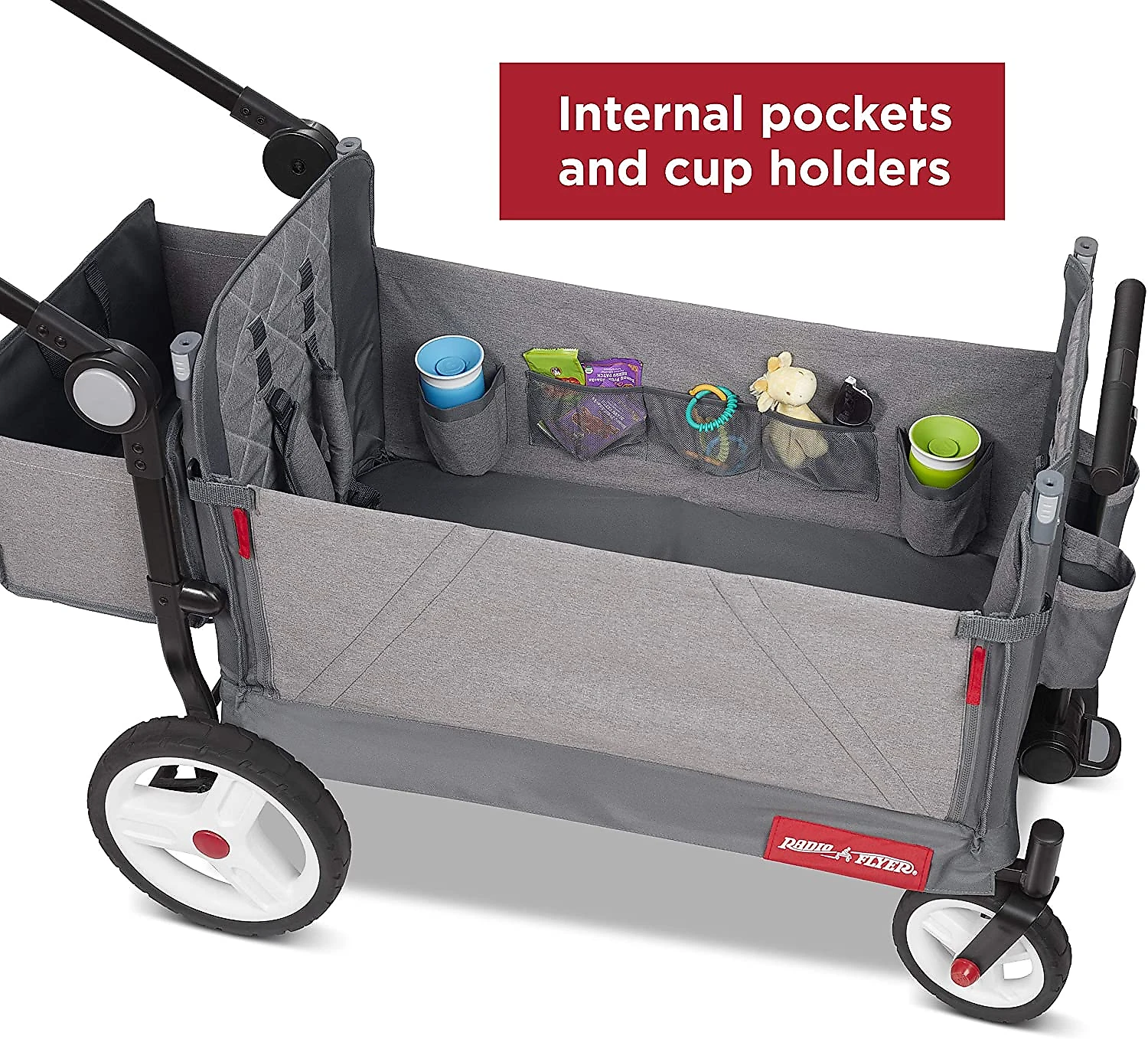 Radio Flyer Carrinho de Bebê e Passeio Dobrável e M ultifuncional Peso Máximo 54 kg Cinza