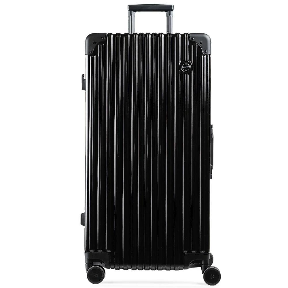 Mala de viagem grande ultra ampla policarbonato 4 rodas kyoto trunk prata preto - gg