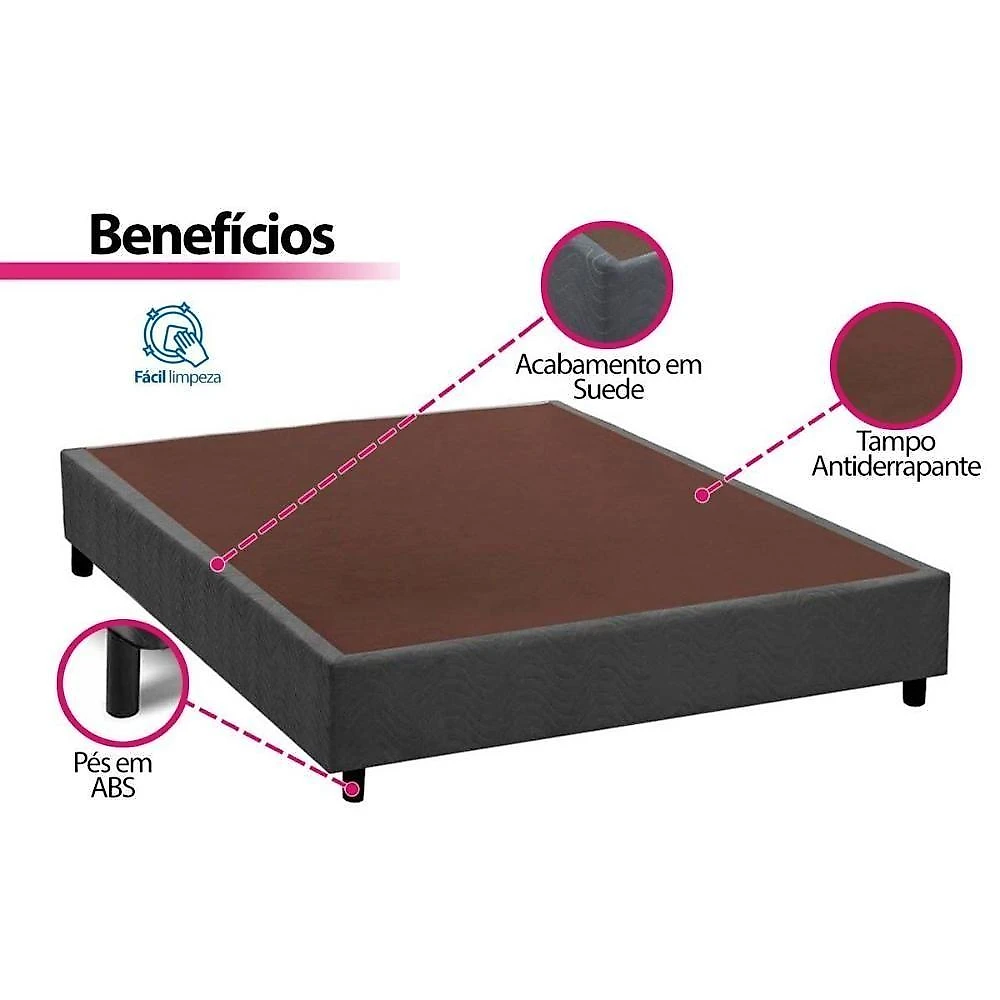 Cama Box com Colchão Solteiro Ortopédico D45 Airtech150 Anatômico EPS Suede Cinza Ortobom webcontinental-7896988634183