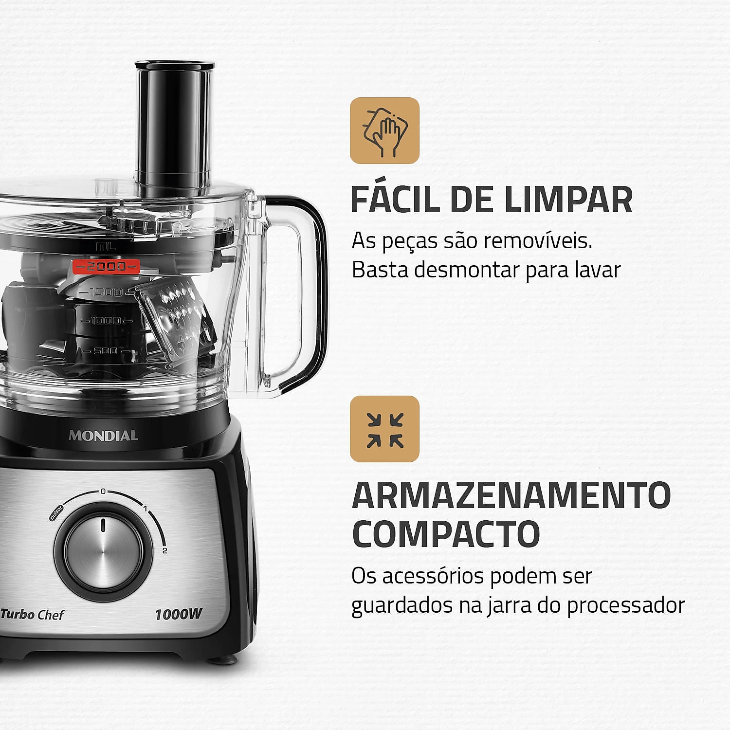 Multiprocessador Turbo Chef 5 em 1 Mondial - MPN-01-B MULTIPROCESSADOR MPN-01-B 127V/60HZ .