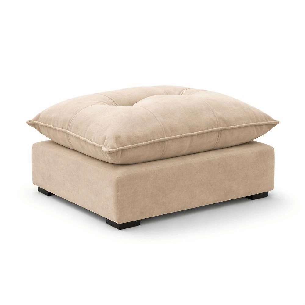 Cama Puff para Pet Tatite Decor para Cachorro e Gato em Suede Bege 55cm X 40cm X 20cm