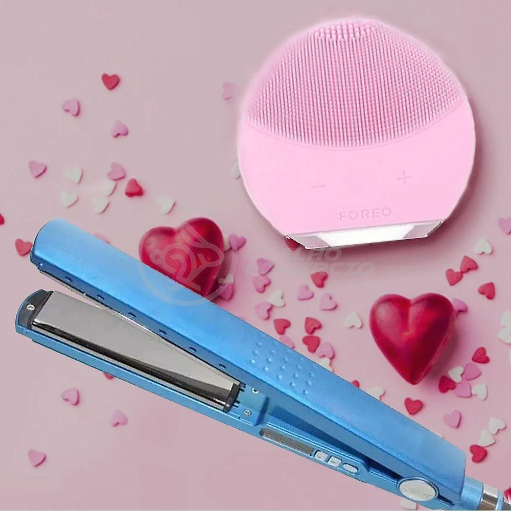 Kit 1 Prancha Nanotitanium + 1 Esponja Facial Rosa Bebê Nº17