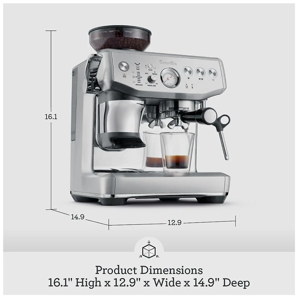 Máquina de Café Expresso em Aço Inoxidável 2L com 25 Opções de Moagem, Vaporizador de Leite e Controle de Precisão, 110V 1750W, Breville Sage Barista 110v