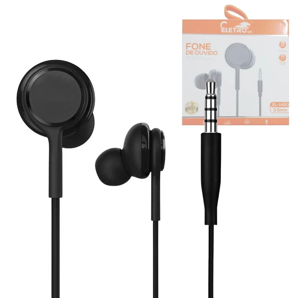 Fone de Ouvido Intra-auricular Eletromex EL-1420 HD P2 3.5MM Preto