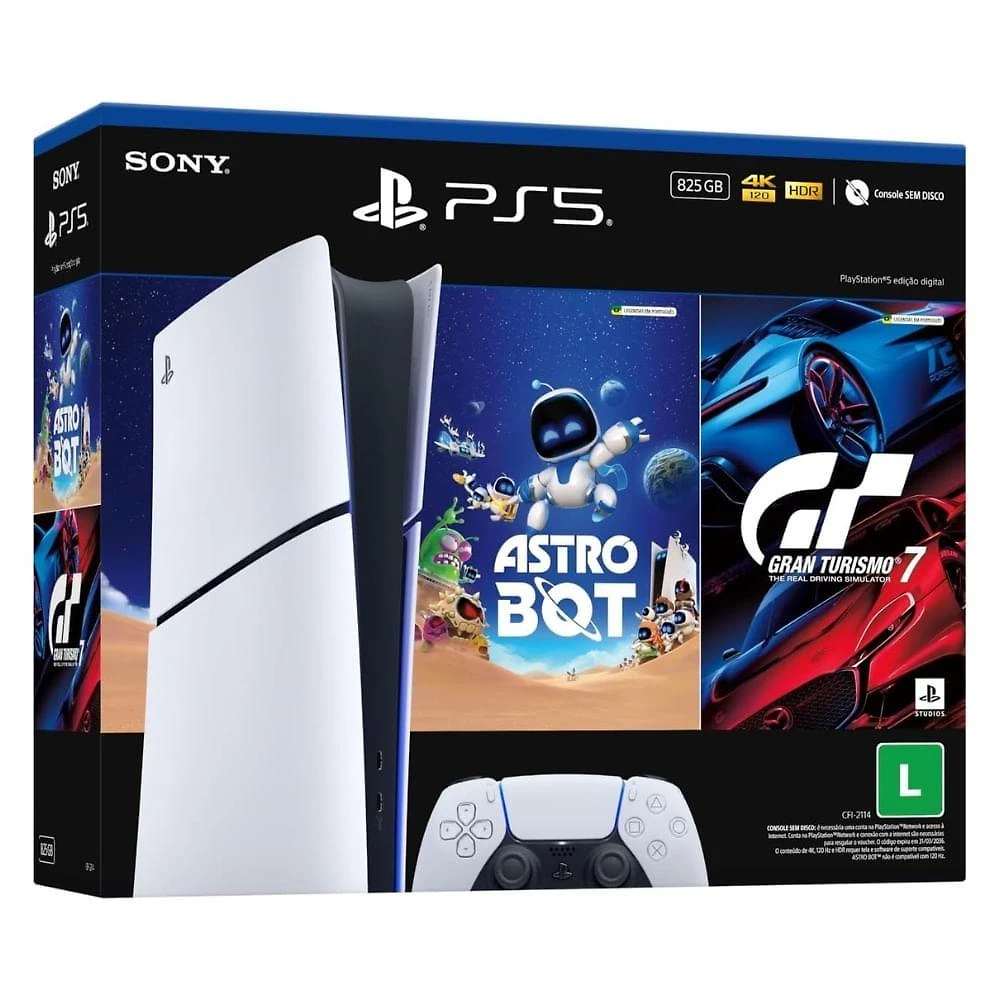 Console PS5 Slim Digital 825GB SSD Bundle Astro Bot e Gran Turismo 7 Sony
