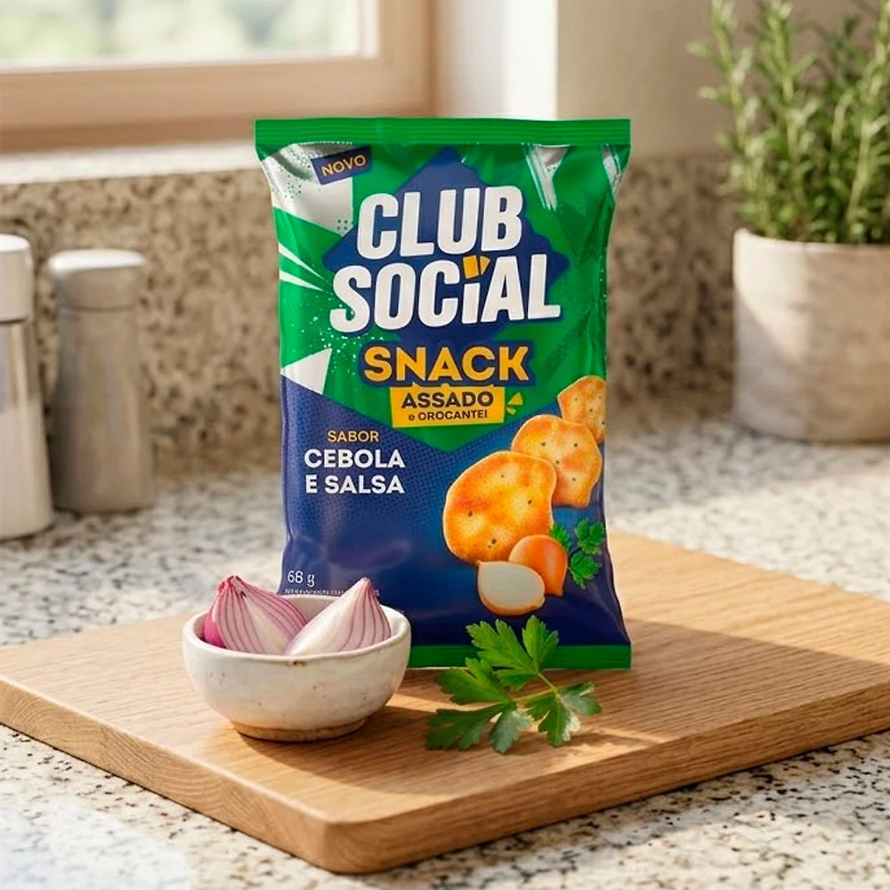 Snack Club Social Assado Crocante Sabor Cebola e Salsa 68g
