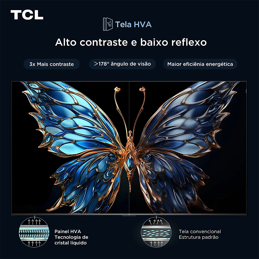 Smart TV TCL 55 Polegadas QLED 4K T6C WiFi Bluetooth Google TV Tela HVA e HDR10+ 55T6C