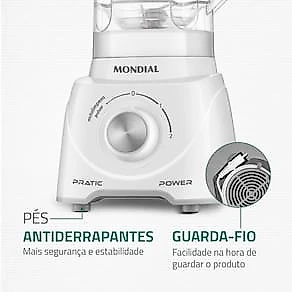 Liquidificador Mondial L97W 2 Velocidades + Pulsar 550W - Branco 110V