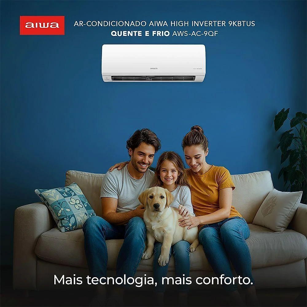Ar condicionado split hi wall aiwa inverter 9000 btus quente e frio 220v aws-ac-9qf-eu