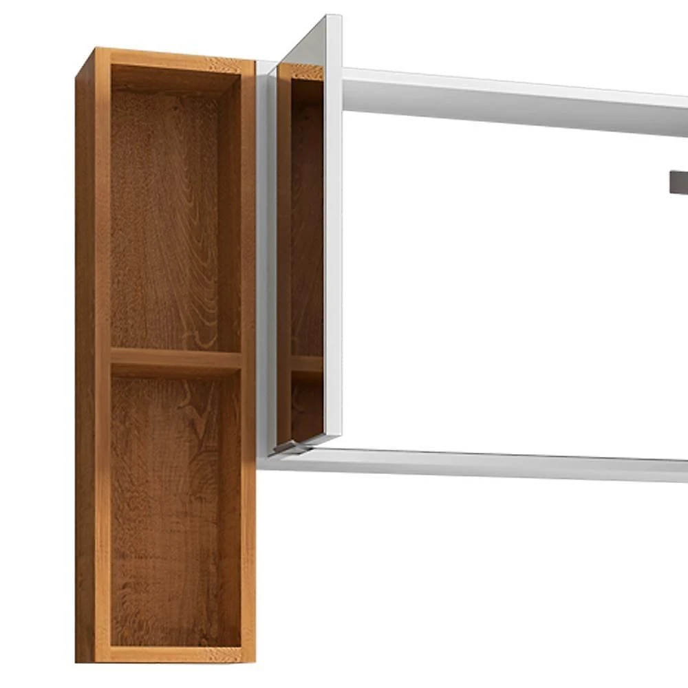 Gabinete Para Banheiro Com Cuba E Espelho Siesta B02 Branco Naturalle - Lyam Decor