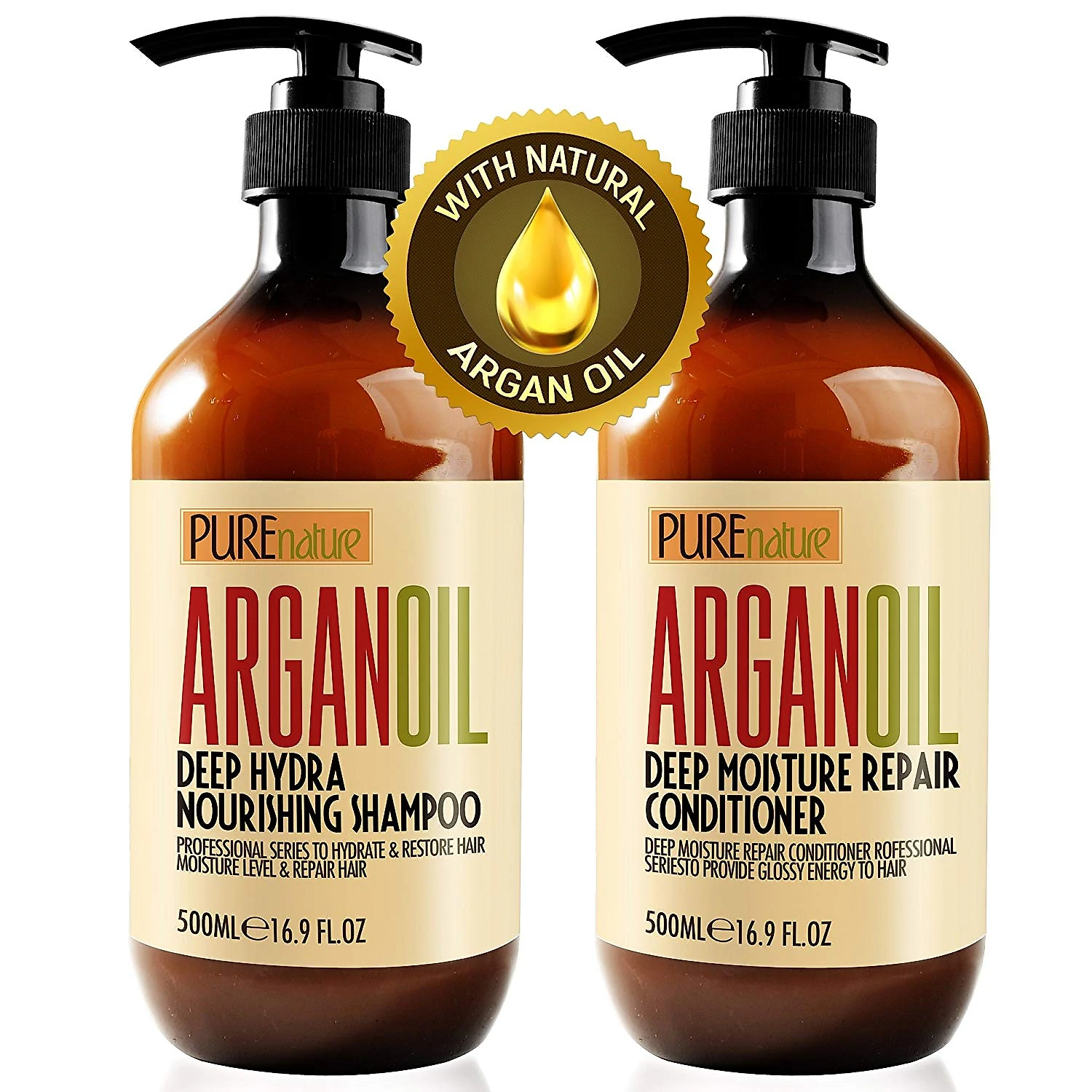 Shampoo e Condicionador Óleo de Argan Marroquino Cabelos Danificados Secos e Finos 500ml