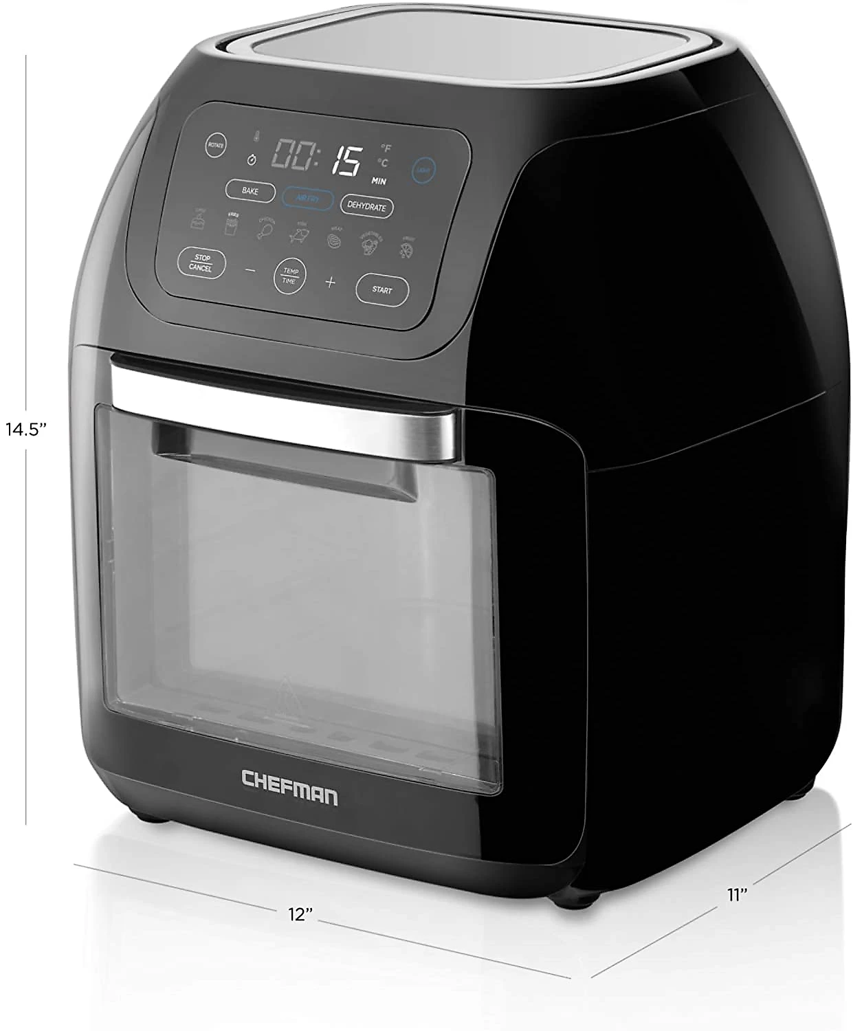 Chefman Fritadeira Elétrica Air Fryer 10L Multifuncional 17 Predefinições 110V1700W Preta